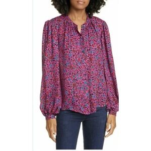 Veronica Beard Purple and Red Floral Blouse
